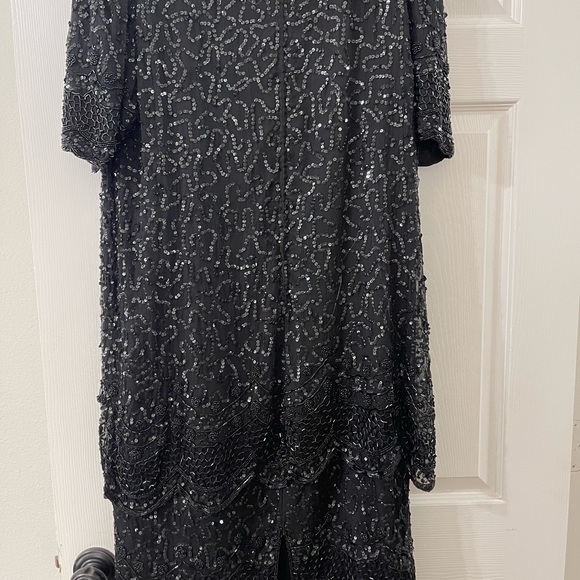 Vintage Sequin Dress XL Sequin 100% Silk Cocktail Shift  Evening - Picture 7 of 9